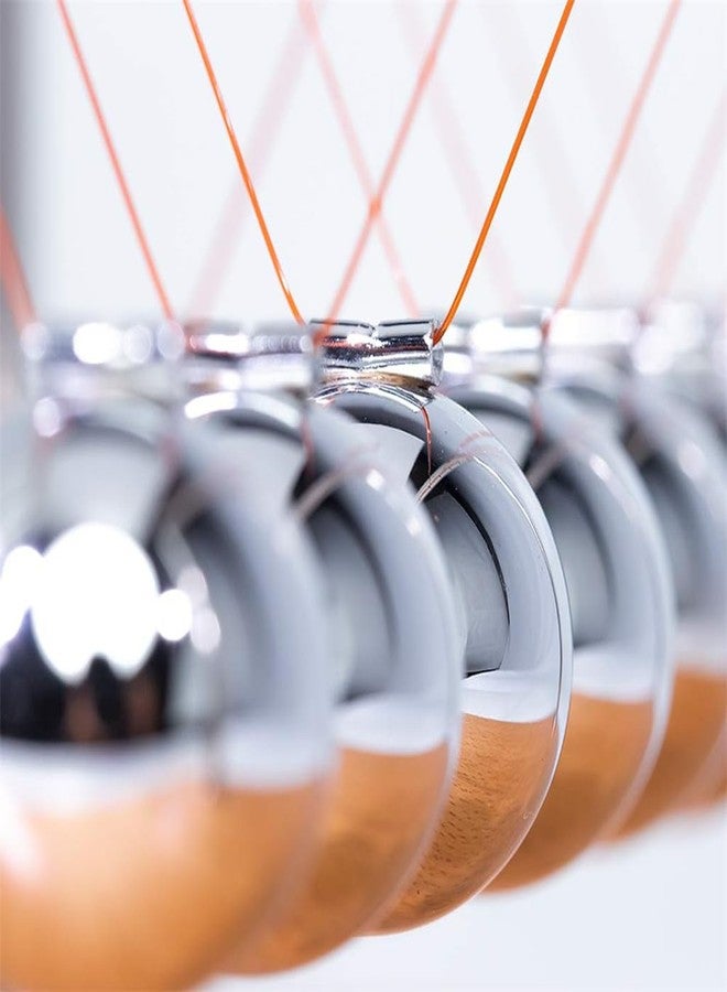 CERROPI Large Newtons Cradle Pendulum with 7 Balls, Physics Perpetual Motion Desk Toys for Office, Calm Down Fidgets, 50+ Sec Swingtime (Beech Base) - Image 5